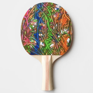 Raquette De Ping Pong Œuvres d'art rose, bleu, vert, orange et marbre