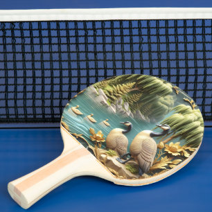 Raquette De Ping Pong Oies du Canada au milieu des saules qui pleuvent