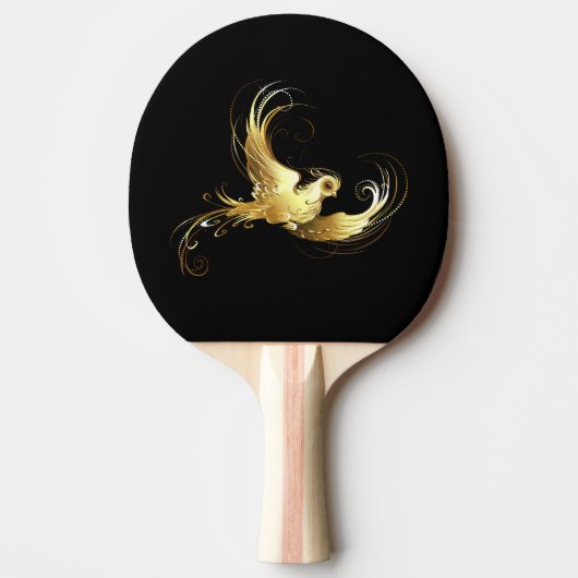 Raquette De Ping Pong Oiseau d'or sur Arrière - plan noir (Devant)
