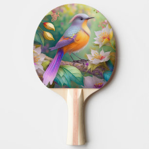 Raquette De Ping Pong Oiseau Fantastique à Tête de Lavande et Poitrine O