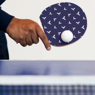 Raquette De Ping Pong Oiseaux blancs volants bleu foncé minimalisme mode