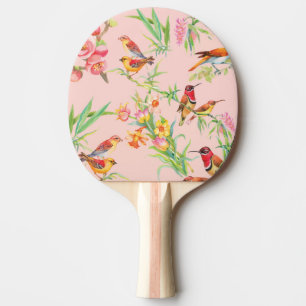 Raquette De Ping Pong Oiseaux exotiques : Vintage Floral Sans Seamless.
