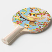 Raquette De Ping Pong Oiseaux mignons et heureux parmi les fleurs du pri (Devant Angle)