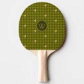 Raquette De Ping Pong Olive with Gold Houndstooth Ping Paddle (Dos)