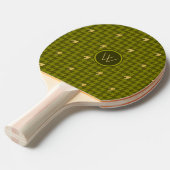 Raquette De Ping Pong Olive with Gold Houndstooth Ping Paddle (Devant Angle)