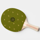 Raquette De Ping Pong Olive with Gold Houndstooth Ping Paddle (Côté)