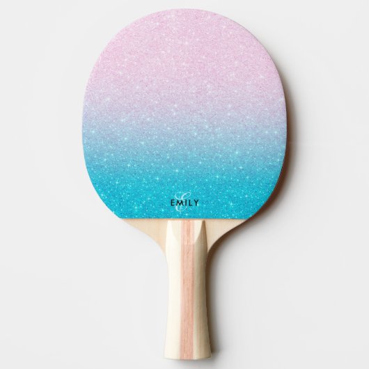 Raquette De Ping Pong Ombre Parties scintillant rose et turquoise (Dos)