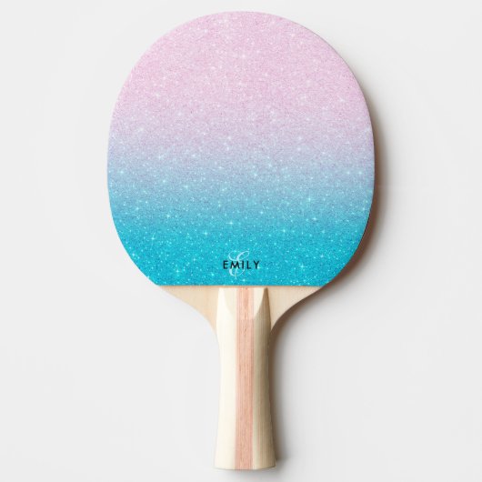 Raquette De Ping Pong Ombre Parties scintillant rose et turquoise (Devant)