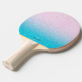Raquette De Ping Pong Ombre Parties scintillant rose et turquoise (Devant Angle)