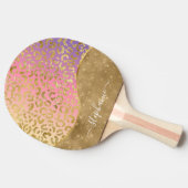 Raquette De Ping Pong Ombre violet rose or léopard glam personnalisé (Côté)
