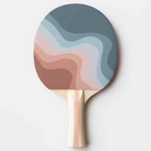 Raquette De Ping Pong Ondes de style rétro bleu et rose