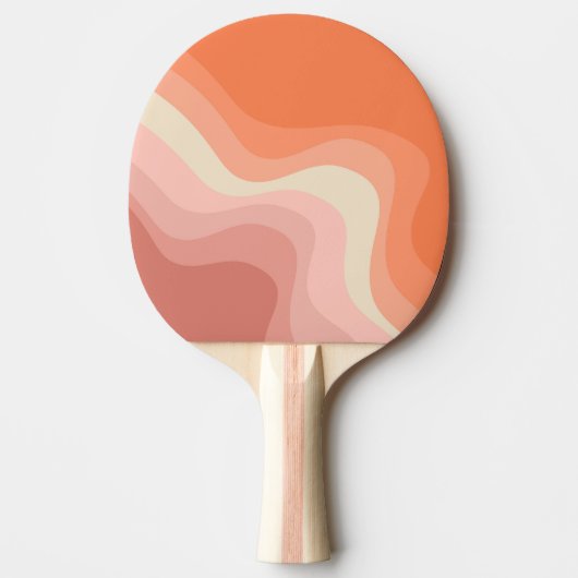 Raquette De Ping Pong Ondes de style rétro rose et orange (Devant)