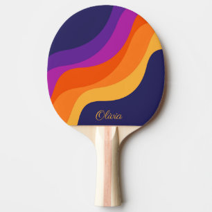 Raquette De Ping Pong Ondes en diagonale rouge orange et jaune rétro