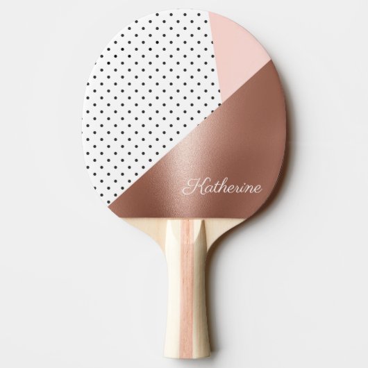 Raquette De Ping Pong Or et points roses (Dos)
