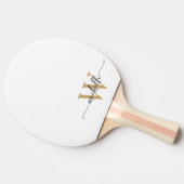 Raquette De Ping Pong Or moderne en or blanc personnalisé avec monogramm (Côté)