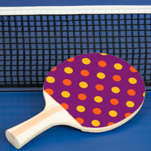Raquette De Ping Pong Orange et points jaunes violets