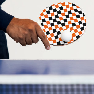 Raquette De Ping Pong Orange Noir et Blanc à Damier
