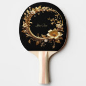 Raquette de ping pong ornée de fleurs dorées (Dos)