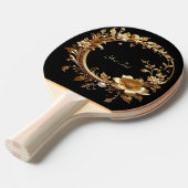 Raquette de ping pong ornée de fleurs dorées (Devant Angle)