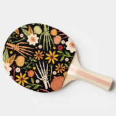 Raquette De Ping Pong Os d'Halloween, motif floral sans couture. (Côté)