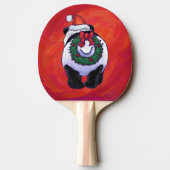 Raquette De Ping Pong Ours de panda à Santa Hat sur Rouge (Dos)