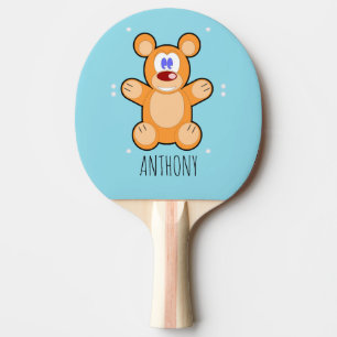 Raquette De Ping Pong Ours en peluche marron sur le bleu