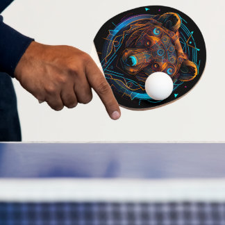 Raquette De Ping Pong Ours lumineux brillant néon Artistique