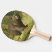 Raquette De Ping Pong Ours noir sur un tronc d'arbre (Côté)