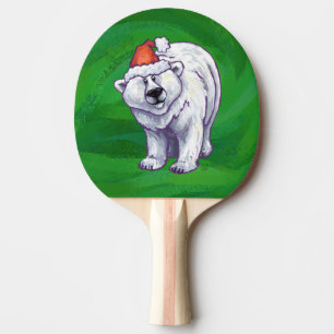 Raquette De Ping Pong Ours polaire Noël sur vert