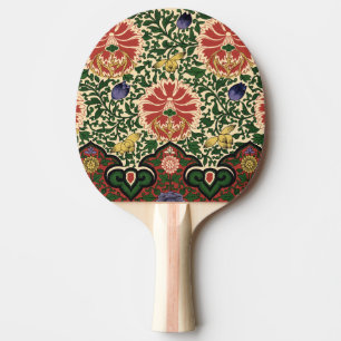 Raquette De Ping Pong Owen Jones Chinoiserie Rouge Lotus Floral Art Desi