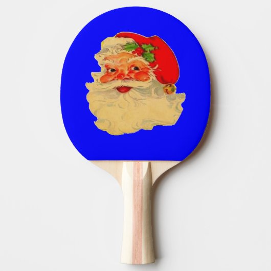 Raquette De Ping Pong Paddle - Père Noël - Bleu. (Devant)
