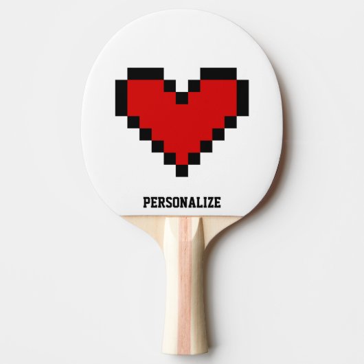 Raquette De Ping Pong Paddle ping-pong de ping-pong coeur de pixel rouge (Devant)