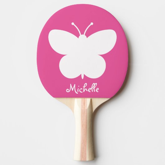 Raquette De Ping Pong Paddle ping-pong de ping-pong rose papillon (Devant)
