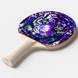 Raquette De Ping Pong Pagaie à bascule de tigre bleu - Yeux de tigre vio