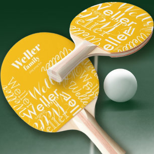 Raquette De Ping Pong Pagaie amusante Ping Pong Jaune avec nom de famill