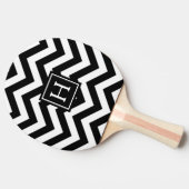 Raquette De Ping Pong Pagaie De Ping De Monogramme De Chevron Noir Et Bl (Côté)