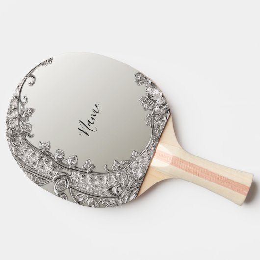 Raquette De Ping Pong Pagaie de ping moderne ornée d'argent (Côté)