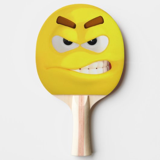 Raquette De Ping Pong Pagaie de ping-pong Emoji Jaune en colère (Devant)