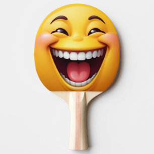 Raquette De Ping Pong Pagaie de ping-pong Emoji Jaune riant en 3D