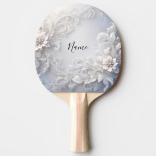 Raquette De Ping Pong Pagaie de ping-pong florale blanche