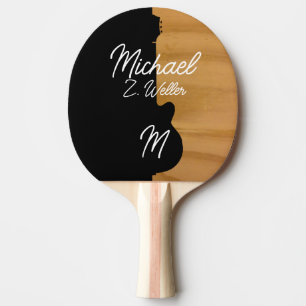 Raquette De Ping Pong Pagaie de ping-pong noir/bois cool pour guitariste