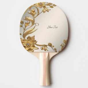 Raquette De Ping Pong Pagaie de pong à ping Feuille Floral Wavy d'or