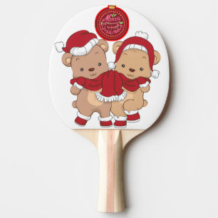 Raquette De Ping Pong Pagaie en caoutchouc rouge avec Joyeux Ch Festif