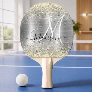 Raquette De Ping Pong Pailleté métallisé argenté or faux chic