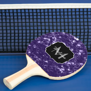 Raquette De Ping Pong Paillettes de violet ultra foncé en glitter monogr