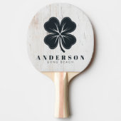 Raquette De Ping Pong Painted White Wood Four Leaf Clover with Name (Devant)