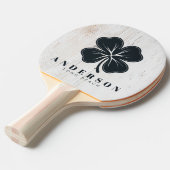 Raquette De Ping Pong Painted White Wood Four Leaf Clover with Name (Devant Angle)
