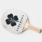 Raquette De Ping Pong Painted White Wood Four Leaf Clover with Name (Côté)