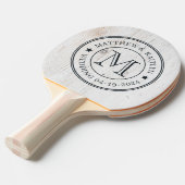 Raquette De Ping Pong Painted White Wood Wedding Monogram Star (Devant Angle)