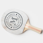 Raquette De Ping Pong Painted White Wood Wedding Monogram Star (Côté)